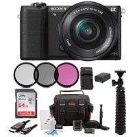 Sony Alpha a5100 Mirrorless Digital Camera w/ 16-50mm Lens & 64GB SD Card Bundle