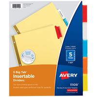 Avery Big Tab Insertable Dividers, 5-Tab Set (11109)