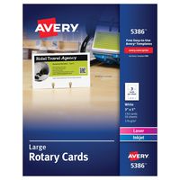 Avery 5386 Large Rotary Cards, Laser/Inkjet, 3 x 5, 3 Cards per Sheet (Box of 150 Cards)