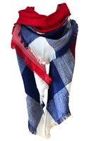 Wander Agio Womens Warm Scarf Triangle Shawls Large Scarves Stripe Plaid Fichu Triangle Big Red Blue 6