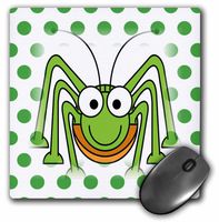 3dRose Print of Green Grasshopper On Green Dots - Mouse Pad, 8 by 8 inches (mp_205145_1)
