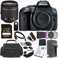Nikon D5300 DSLR Camera with AF-P 18-55mm VR Lens (Grey) + Toshiba Flash Air III Wireless SD Memory Card 16GB + Fibercloth Bundle