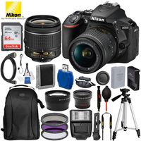 Nikon D5600 DSLR Camera with 18-55mm Lens and 15PC Accessory Bundle - Includes SanDisk Ultra 64GB SDHC Memory Card + Digital Slave Flash + 3PC Filter Kit + 50" Tripod + Professional Backpack and More