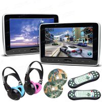 XTRONS Pair 2x10.1 Inch Car Auto Headrest HDMI Slim DVD Player Silver Frame Portable Monitor IR/FM Game Children Headphones Included(Blue&Pink)