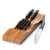 Bambusi In-Drawer Bamboo Knife Block - Design to Hold 10-15 Knives (Not Included) - Knife Storage Organizer Keep Knife's Blades Store Without Pointing Up