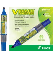 PILOT V Board Master Refillable Dry-Erase Markers, Bullet Tip, Blue Ink, Dozen Box (43919)
