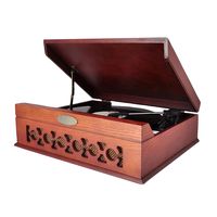Pyle Updated Bluetooth Retro Turntable - with Speakers, Wireless Record Player, Record Player Convert Vinyl to Mp3, Mac and PC, Includes Music Editing Software, 3 Speed: 33, 45, 78 RPM - PVNTT6UMRBT