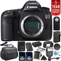 Canon EOS 5DS Digital SLR Camera 0581C002 (Body Only)- Bundle with 32GB Memory Card + Spare Battery + Digital Slave Flash + More (International Version)