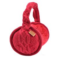 Sound Huggle Bluetooth Earmuff Headphones, Wireless Earmuffs for Winter with Hi-Fi Sound, Warm Bluetooth Ear Muffs for Men and Women, Foldable Design, Built-in Microphone, Cable Knit, Ruby Red