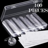 30 mm Coin Capsules and 5 Sizes (17/20/25/27/30 mm) Protect Gasket Coin Holder Case with Storage Organizer Box for Coin Collection Supplies (100 Pieces)
