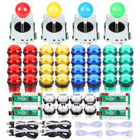 EG Starts 4 Player Classic DIY Arcade Joystick Kit Parts USB Encoder To PC Controls Games + 4/8 Way Stick + 5V led Illuminated Push Buttons Compatible Video Game Consoles Mame Raspberry Pi & 4 Colors