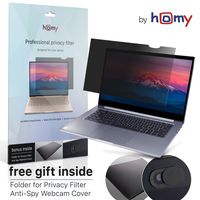 Homy Laptop Privacy Screen 15.6 inch Widescreen Matte - Protect Your Eyes Against Blue Light, BONUS: Anti Spy Web Camera Sliding Cover for Computer & Storage Folder for Security Filter When Not In Use