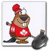 3dRose LLC 8 x 8 x 0.25 Inches Mouse Pad, Silly Canadian Hockey Beaver (mp_104324_1)