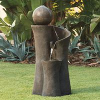 John Timberland Modern Sphere Zen Outdoor Floor Water Fountain 39 1/2" with LED Light for Exterior Garden Yard Lawn