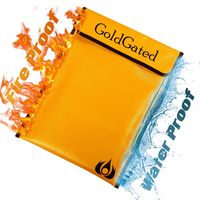 Fireproof Document Bags, Fire Safe Document Holder - 15"x 11" Fireproof & Waterproof Safe Bag, Silicone Coated Pouch for Your A4 Documents, Files, Money & Jewelry, Gold