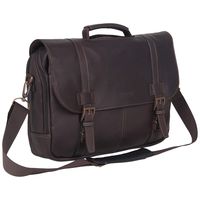 Kenneth Cole Reaction Show Full-Grain Colombian Leather Dual Compartment Flapover 15.6-inch Laptop Business Portfolio, Dark Brown