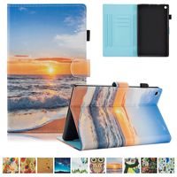 UUcovers Kindle Fire HD 8 8" Tablet 8th/7th/6th Generation Case 2018/2017/2016, with Pencil Holder Card Pocket PU Leather Magnetic Smart [Auto Wake/Sleep] Folio Stand Wallet Cover, Sunrise Beach
