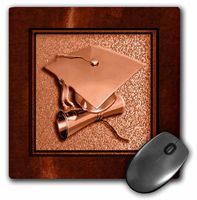 3dRose LLC 8 x 8 x 0.25 Inches Orange Cap and Diploma on Autumn Pattern Mouse Pad (mp_49229_1)