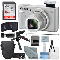Canon PowerShot SX730 HS Digital Camera (Silver) W/Basic Bundle, 16GB, Xpix Tabletop Tripod +FiberTique Cloth ...