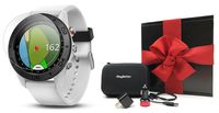 Garmin Approach S60 (White) Gift Box | Bundle Includes Glass Screen Protector, PlayBetter USB Car/Wall Charging Adapters & Protective Hard Case | Multi-Sport Golf GPS Watch | Gift Box, Red Bow