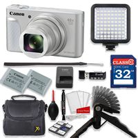 Canon PowerShot SX730 HS 20.3MP 40X Optical Zoom Digital Camera Video Creator Kit (Silver)+ 32GB High Speed Memory Card + Steady Grip + LED Video Light + Extra Battery + Professional Accessory Bundle