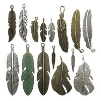 100g Feather Charms Collection - Antique Silver Bronze Patina Big Goose Bird Plume Plumage Pinion Wing Feather Metal Pendants for Jewelry Making DIY Findings (HM17)