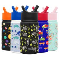 Simple Modern 14oz Summit Kids Water Bottle Thermos with Straw Lid - Dishwasher Safe Vacuum Insulated Double Wall Tumbler Travel Cup 18/8 Stainless Steel -Adventure Sloth
