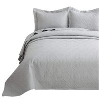 Bedsure Quilt Set Light Grey Queen/Full Size (90x96 inches) - Flower Petal Design - Soft Microfiber Lightweight Coverlet Bedspread for All Season - 3 Pieces (Includes 1 Quilt, 2 Shams)