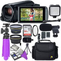 Canon VIXIA HF R82 Camcorder with Sandisk 64 GB SD Memory Card + 2.2X Telephoto Lens + 0.42x Wideangle Lens + Video Accessory Bundle