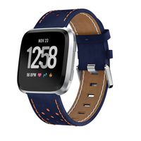 KisFace Fitbit Versa Replacement Leather Bands, Fitbit Accessories Wristbands Flower Print Series Strap for Fitbit Versa(Blue 2)