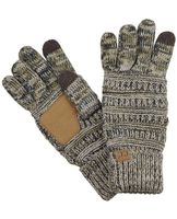 C.C Unisex Cable Knit Winter Warm Anti-Slip Touchscreen Texting Gloves, Camel/Gray/Black