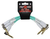 Pig Hog PHLIL6SG Lil' Pigs Right-Angle 1/4" Vintage Seafoam Green Instrument Patch Cables, 6" (3 Pack)