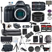 Canon EOS 5D Mark IV Digital SLR Camera with 24-105mm f/4L II Lens - Bundle with Canon EF 50 F 1.8 STM Lens + Battery Grip + Microphone + More (International Version)