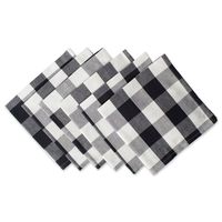 DII Cotton Buffalo Check Oversized Basic Cloth Napkin for Everyday Place Settings, Farmhouse Décor, Family Dinners, BBQ's, and Holidays (20x20", Set of 6) Black & White