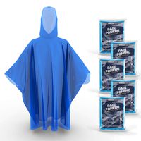 Hagon PRO Disposable Rain Ponchos for Adults (5 Pack) Premium Quality 50% Thicker - 100% Waterproof Emergency Rain Ponchos with Hood - for Concerts, Amusement Parks, Camping