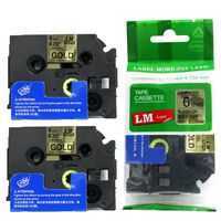 2/Pack - Premium Compatible with Brother TZe-811 Black on Gold 1/4 p-Touch Label Tape, 6mm Laminated replacment TZe811 Tape, TZ811 0.23" Black Ink on Gold Label with Color/Size Guide.