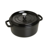Staub 1102425 Cast Iron Round Cocotte, 4 qt, Black Matte