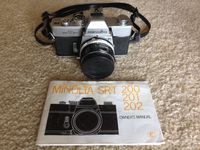 Minolta SRT 201 SLR 35mm Camera w/ Minolta MD Rokkor-x 45mm 1:2 lens