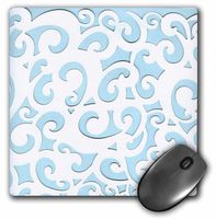 3dRose LLC 8 x 8 x 0.25 Inches Mouse Pad, White Scrolls on Blue (mp_37210_1)