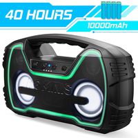 Bluetooth Speakers, AOMAIS 40-Hour Playtime Portable Outdoor/Indoor Wireless Speaker with 10000mAh Battery, 25W Loud Super Bass / IPX7 Waterproof/TWS/LED Lights for Home Party, Pool [2019 Newest]