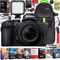 Nikon Z50 Mirrorless Camera Body 4K UHD DX-Format NIKKOR Z DX 16-50mm F3.5-6.3 VR Lens Bundle w/Deco Gear Photography Backpack + Photo Video LED + Filter Kit + Tripod + 64GB + Software & Accessories