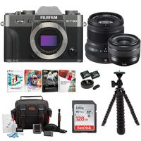 Fujifilm X-T30 Mirrorless Camera Body (Charcoal) w/15-45 & XF50mm F2 Dual Lens Accessory Bundle + Sandisk 128GB Ultra UHS-I + 2 NP-W126 & Dual Charger +Tripod + Deluxe Photo Software