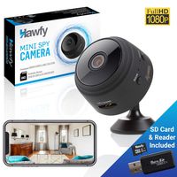 Hawfy Mini HD Wireless Hidden Camera - Magnetic Feature for Easy Installation with SD Card and Reader - Smart Motion Detection, Instant Push Notifications, Night Vision Spy Cam - Mini Spy Camera