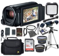Canon VIXIA HF R800 Camcorder with Sandisk 32 GB SD Memory Card + LED Light + Extra Accessory Bundle
