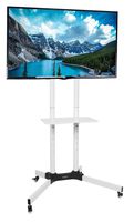 VIVO Mobile TV Cart for 32-65 inch LCD LED Plasma Flat Panel Screen TVs up to 110 lbs | Pro Height Adjustable Rolling White Stand with Laptop Shelf, Locking Wheels - Max VESA 600x400 (STAND-TV03W)
