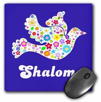 White floral dove of peace with Shalom text - Jewish - Hebrew - Judaism- Mouse Pad, 8 by 8 inches (mp_58350_1)
