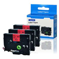 SuperInk 3 Pack Standard Laminated Label Tape Compatible for Brother TZe-431 TZe431 TZ-431 TZ431 Replacement for PT-D210 PT-D400 PT-D400AD PT-D600 Black on Red 1/2 Inch 26.2ft (12mm x 8m)