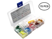 PRUVUE 70pcs Assorted Car Truck Micro2 Blade Fuse Set 5A 7.5A 10A 15A 20A 25A 30A Blade Fuse Assortment Kit for Automotive,Boat,Marine,RV,SUV,Trike