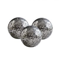 WH Housewares Glass Decorative Balls Set of 3 Glass Mosaic Sphere Diameter 4" (Mirror Black)