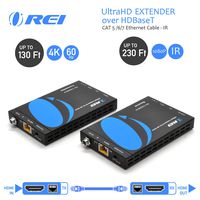 OREI HDMI Extender HDBaseT UltraHD Over Single CAT5/CAT6 Cable 4K @ 30Hz & IR Control - Up to 130 Ft - Zero Latency - Power Over Cable